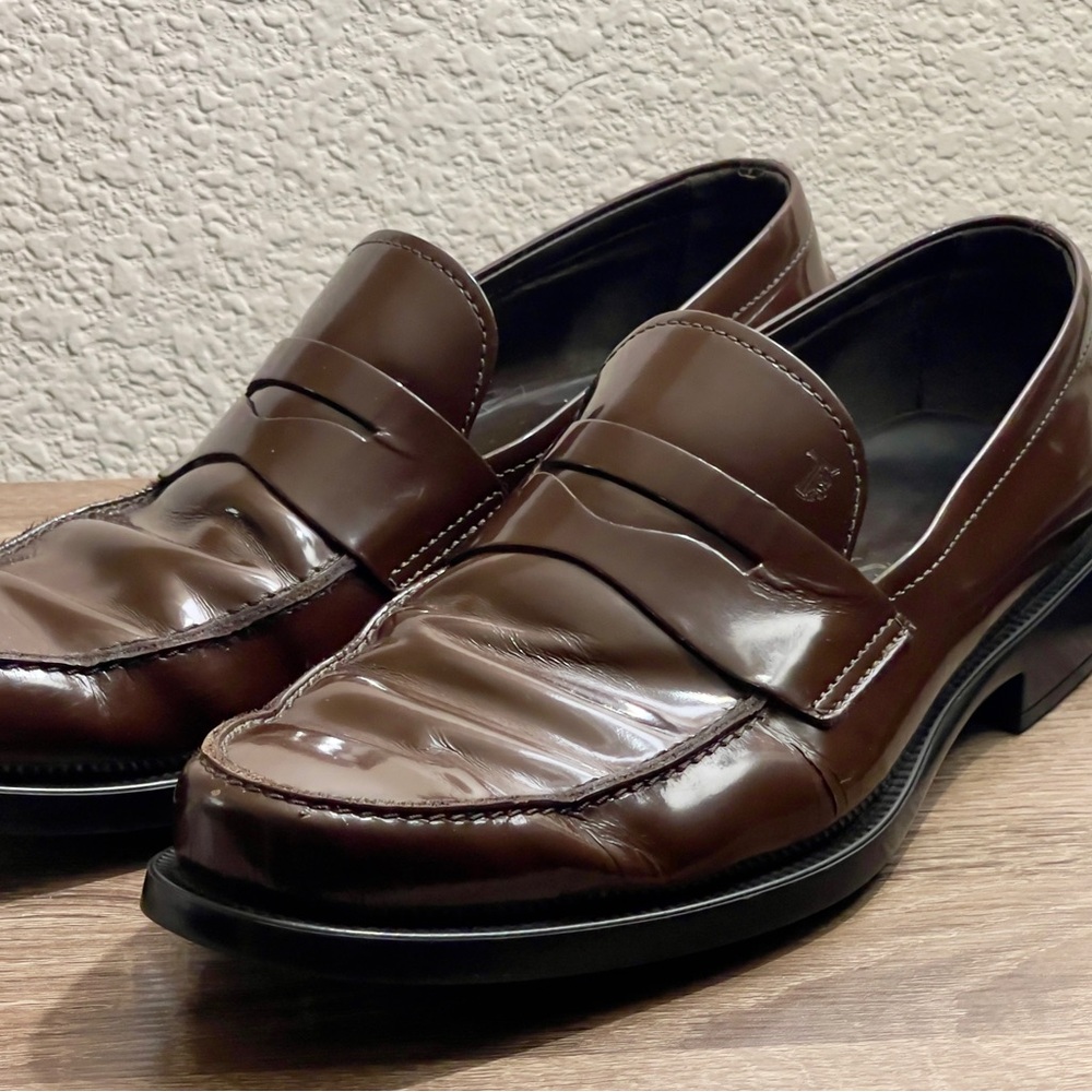 Vintage Tod's Patent Leather Driving Penny Loafers Shoes